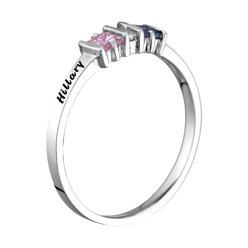 Personalized Womens Simulated Sterling Silver Square Cocktail Ring