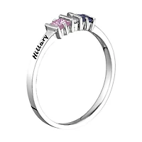 Personalized Womens Simulated Sterling Silver Square Cocktail Ring