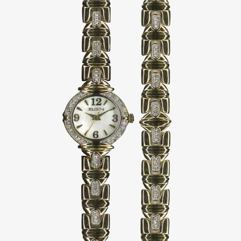 Elgin Womens Two Tone 2-pc. Watch Boxed Set Eg17011st
