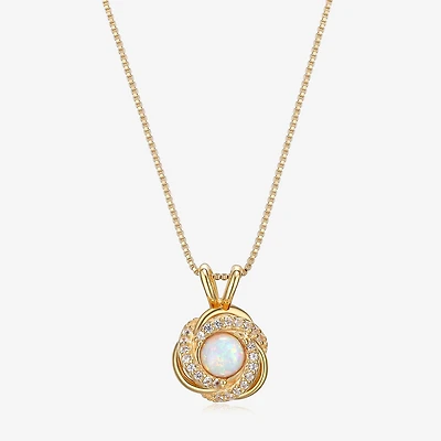 Womens Lab Created White Opal 18K Gold Over Silver 18 Inch Pendant Necklace
