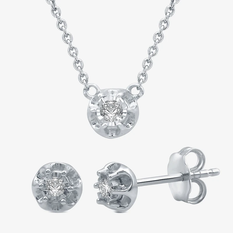 Womens Diamond Accent Natural White Diamond Sterling Silver Round 2-pc. Jewelry Set
