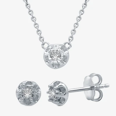 Womens Diamond Accent Natural White Diamond Sterling Silver Round 2-pc. Jewelry Set