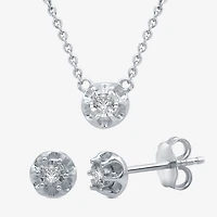 Womens Diamond Accent Natural White Diamond Sterling Silver Round 2-pc. Jewelry Set