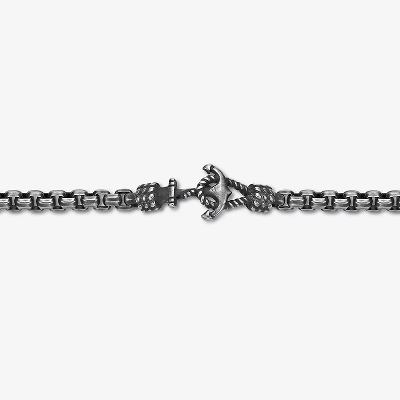 Mens Stainless Steel 8 1/2 Inch Solid Box Anchor Chain Bracelet