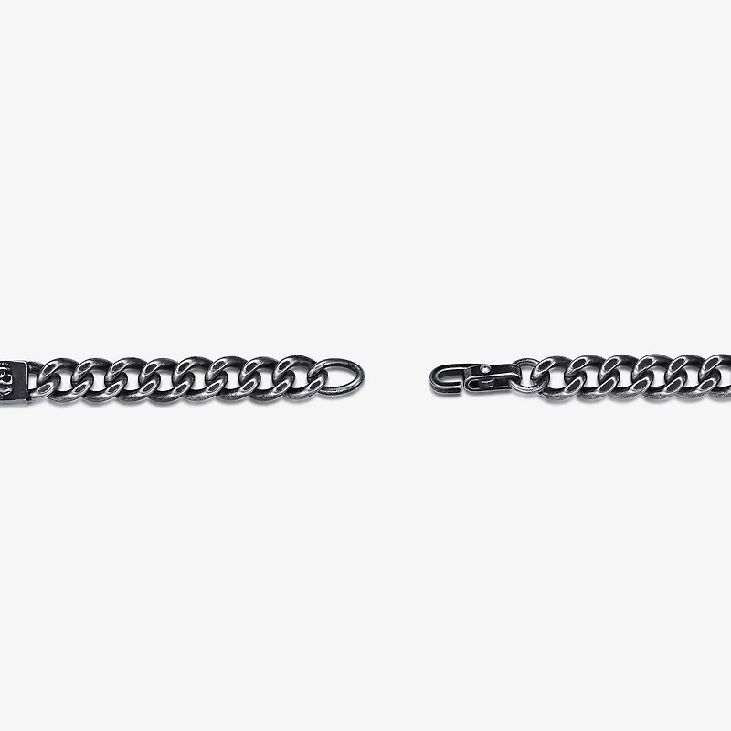 Mens Stainless Steel 9 Inch Solid Curb Skull Id Bracelet