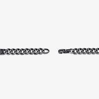 Mens Stainless Steel 9 Inch Solid Curb Skull Id Bracelet