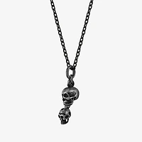 Mens Stainless Steel Skull 24 Inch Pendant Necklace