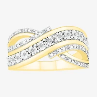 Womens 1/10 CT. T.W. Natural White Diamond 14K Gold Over Silver Band