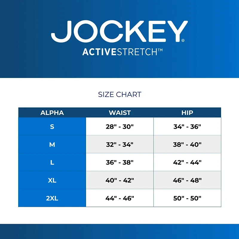 Jockey Active Stretch Mens 4 Pack Support Pouch Briefs 9129