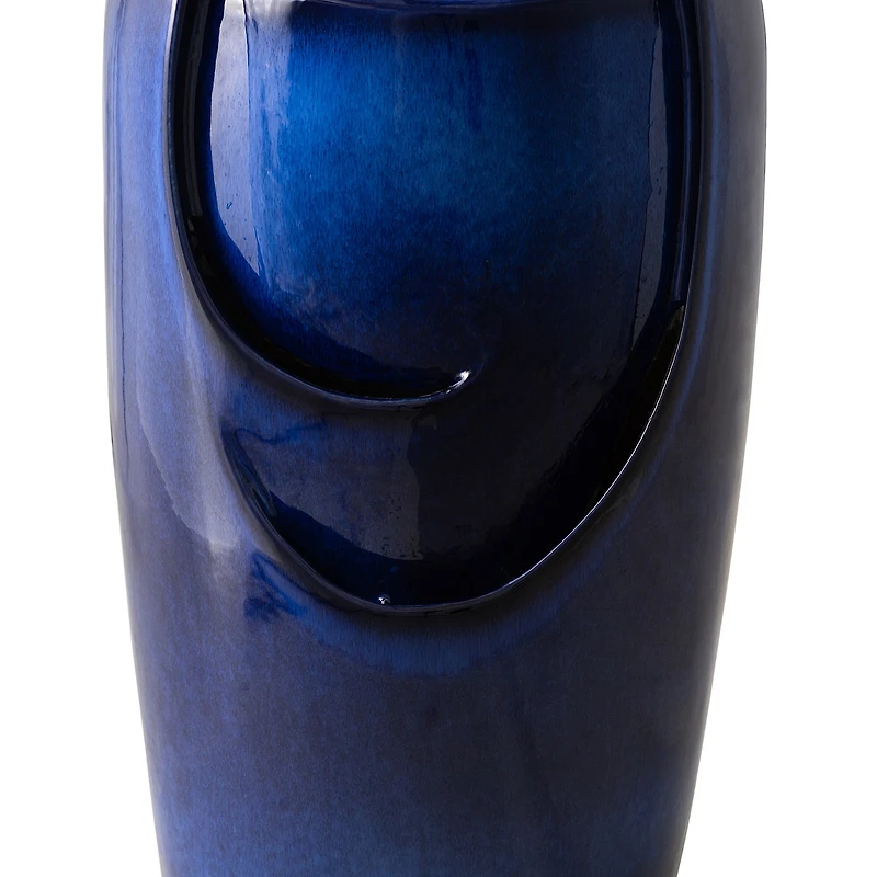 Glitzhome 29.25" Cobalt Blue Ceramic Pot Outdoor Fountains