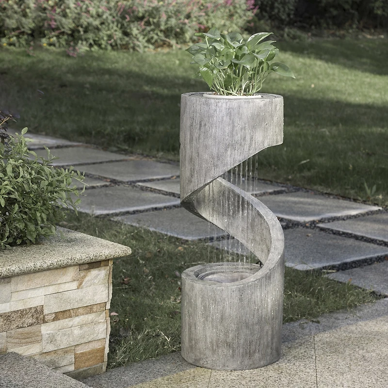 Glitzhome 31.25" Polyresin Curving Outdoor Fountains