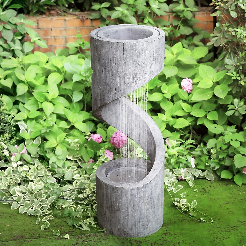 Glitzhome 40" Curving Shaped Polyresin Outdoor Fountains