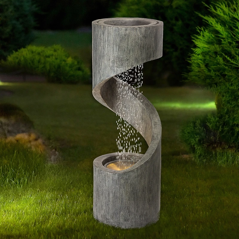 Glitzhome 40" Curving Shaped Polyresin Outdoor Fountains