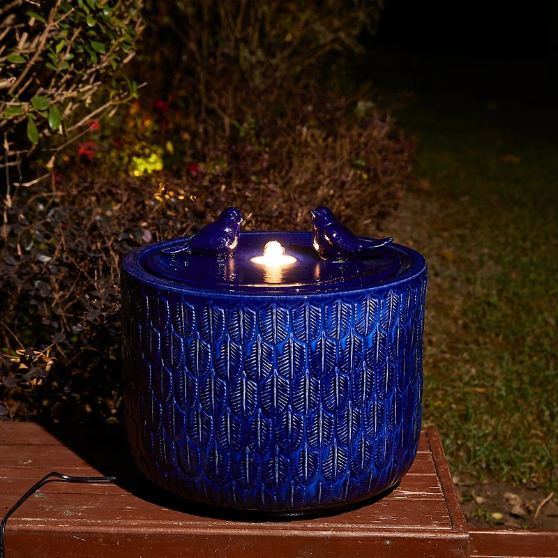 Glitzhome 13.5"H Cobalt Blue Ceramic Outdoor fountain