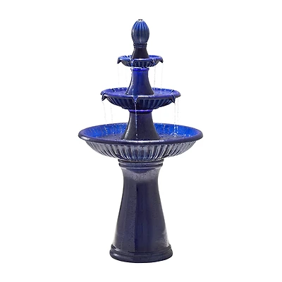 Glitzhome 45.25H Cobalt Blue 3-Tier Outdoor Fountains