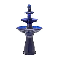 Glitzhome 45.25H Cobalt Blue 3-Tier Outdoor Fountains