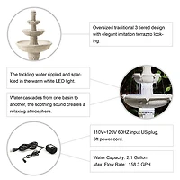 Glitzhome 45.25'H Terrazzo Resin 3-Tier Outdoor fountain