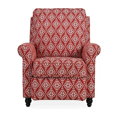 ProLounger Sheahan Transitional Roll-Arm Push Back Recliner in Diamond Medallion Print
