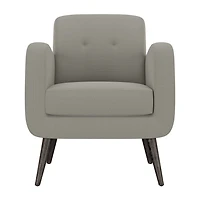 Kingston Mid-Century Modern Accent Armchair Linen with Legs an Espresso Finish
