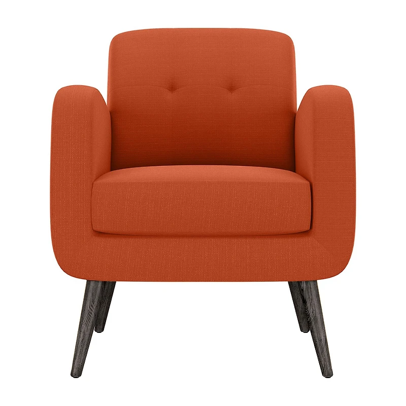 Kingston Mid-Century Modern Accent Armchair Linen with Legs an Espresso Finish
