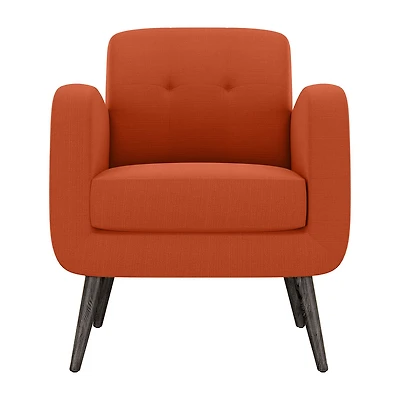Kingston Mid-Century Modern Accent Armchair Linen with Legs an Espresso Finish