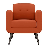 Kingston Mid-Century Modern Accent Armchair Linen with Legs an Espresso Finish