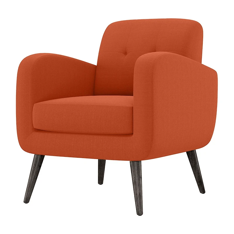 Kingston Mid-Century Modern Accent Armchair Linen with Legs an Espresso Finish