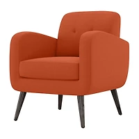 Kingston Mid-Century Modern Accent Armchair Linen with Legs an Espresso Finish