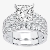 (H-I / SI1-SI2) Signature By Modern Bride Womens 5 CT. T.W. Lab Grown White Diamond 14K Gold Princess Bridal Set