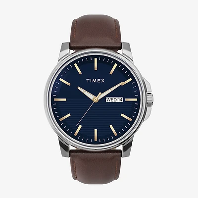Timex Mens Brown Leather Strap Watch Tw2v79200ji