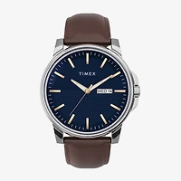 Timex Mens Brown Leather Strap Watch Tw2v79200ji