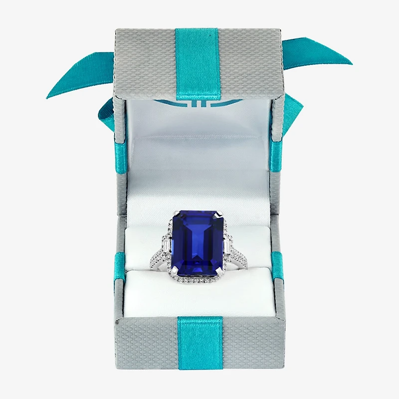 Effy Final Call Womens Gemstone & 3/8 CT. T.W. Diamond 14K Gold Halo Side Stone Cocktail Ring