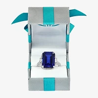 Effy Final Call  Womens Gemstone & 3/8 CT. T.W. Diamond 14K Gold Halo Side Stone Cocktail Ring