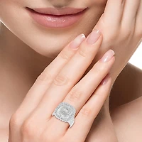 Effy Final Call Womens 2 CT. T.W. Natural White Diamond 14K Gold Cushion Halo Cocktail Ring