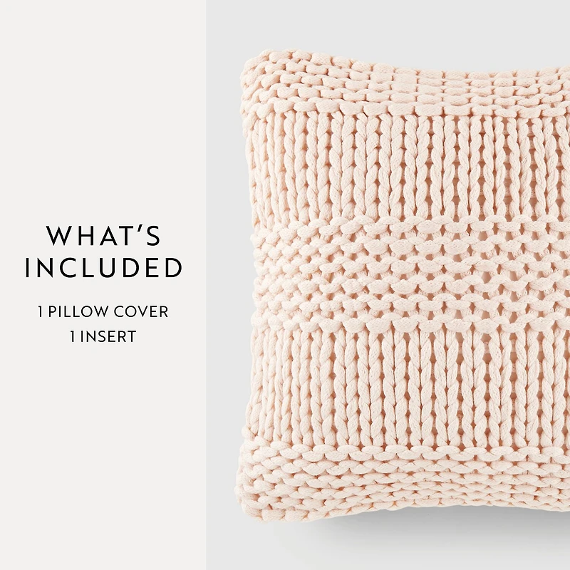 Casual Comfort Chunky Knit Acrylic Square Throw Pillow