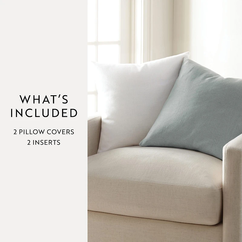 Casual Comfort Solid Stone Wash 2-pc. Square Throw Pillow Set