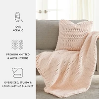 Casual Comfort Chunky Knit Blanket and Pillow Set
