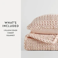 Casual Comfort Chunky Knit Blanket and Pillow Set