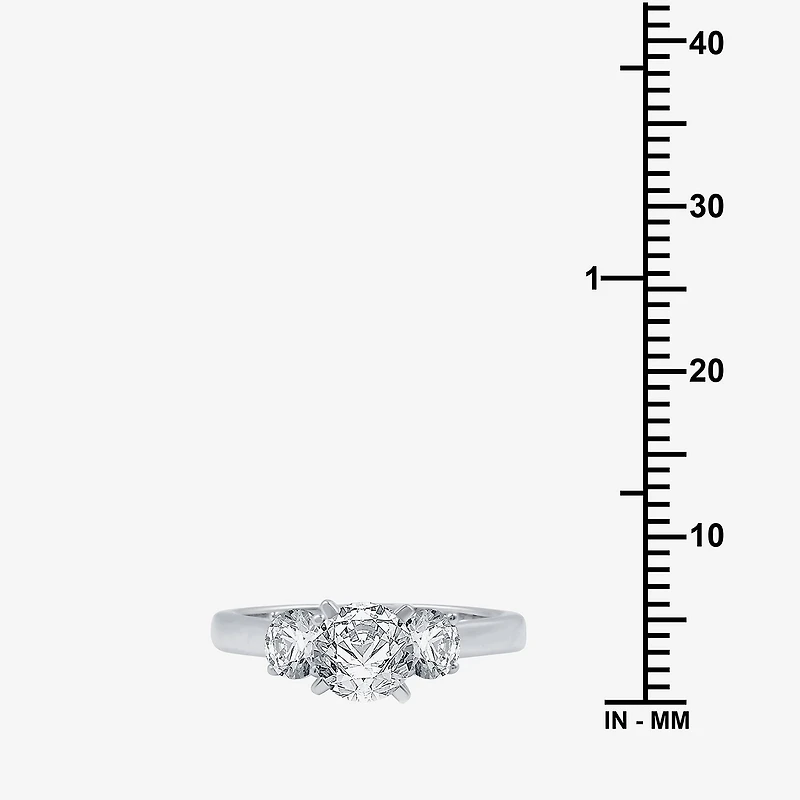 Love Lives Forever (H-I / Si1-Si2) Womens 1 1/2 CT. T.W. Lab Grown White Diamond 10K Gold Round 3-Stone Engagement Ring