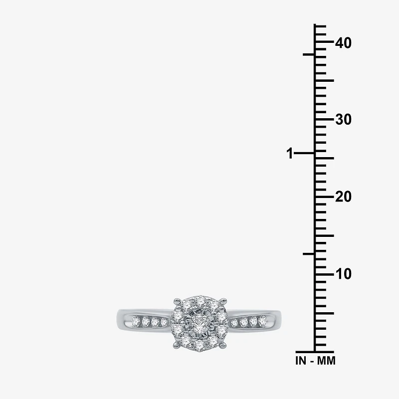 I Said Yes (H-I / I1) Womens 3/8 CT. T.W. Lab Grown White Diamond Sterling Silver Round Side Stone Halo Bridal Set