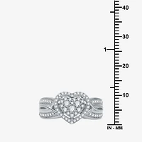 I Said Yes (H-I / I1) Womens 1/2 CT. T.W. Lab Grown White Diamond Sterling Silver Heart Side Stone Halo Engagement Ring