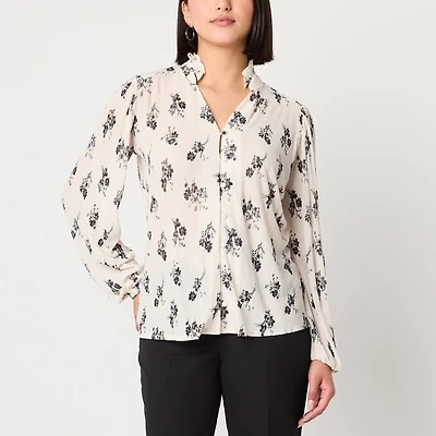 52seven Womens Y Neck Long Sleeve Blouse