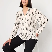 52seven Womens Y Neck Long Sleeve Blouse