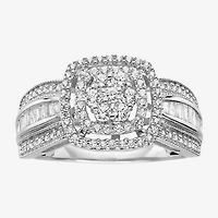 3/4 CT.T.W. Natural Diamond 10K White Gold Cluster Milgrain Ring