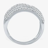 (G-H / I2-I3) Womens 3MM 1 CT. T.W. Lab Created White Diamond Sterling Silver Crossover Band