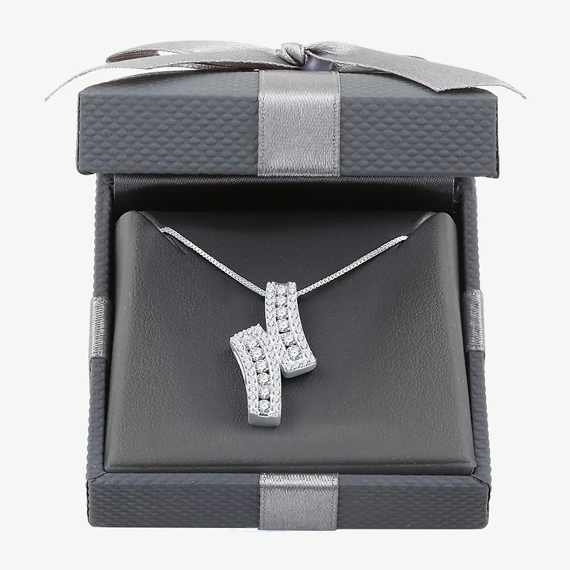 (G-H / I2-I3) Womens 1 CT. T.W. Lab Grown White Diamond Sterling Silver 18 Inch Pendant Necklace