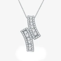 (G-H / I2-I3) Womens 1 CT. T.W. Lab Grown White Diamond Sterling Silver 18 Inch Pendant Necklace