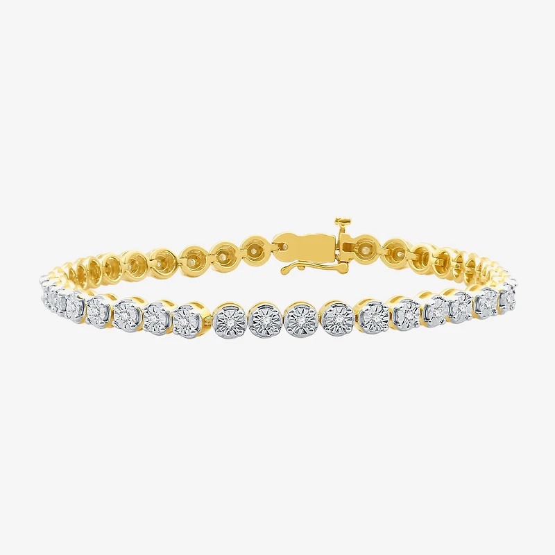 1/2 CT. T.W. Diamond 7 1/2 or 8 Inch Tennis Bracelet in 14K Gold Over Silver