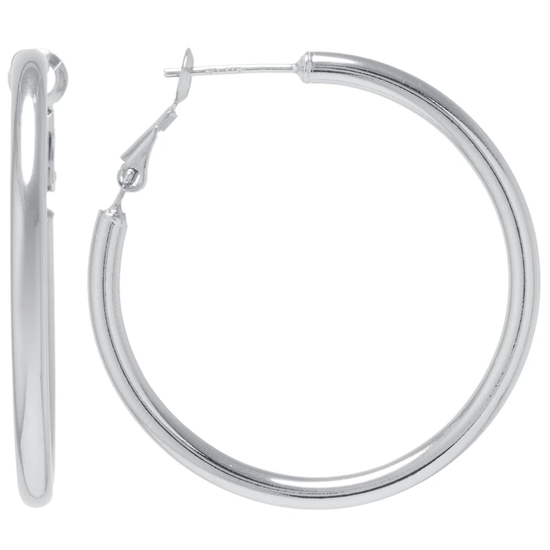 Silver Reflections Womens Hoop Earrings