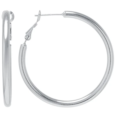 Silver Reflections Womens Hoop Earrings